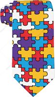 Colorful Puzzle Autism Men'S Neckties Tie Fashion Tie Print Novelty Neck Ties for Every Outfit