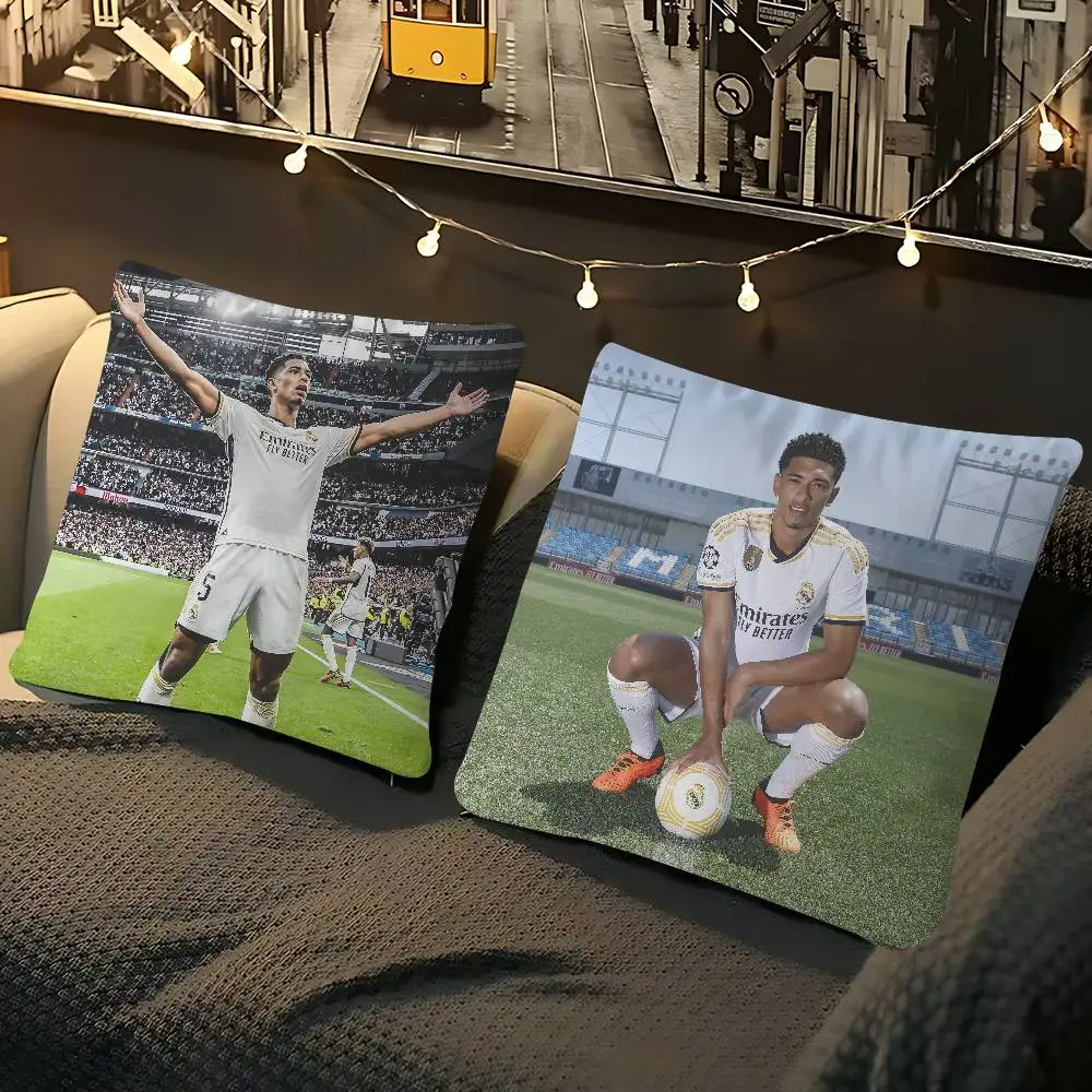 

Football Star J-Jude B-Bellingham Cushion Cover Car Throw Pillow Case For Sofa Car Christmas Gift 40x40cm 45x45cm