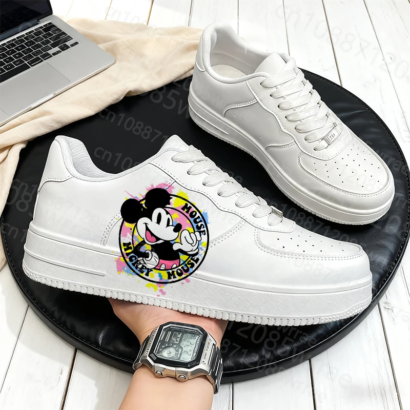 3D Printing popular Mickey Minnie Mouse White Adult shoes man woman breathable comfortable durable casual shoes