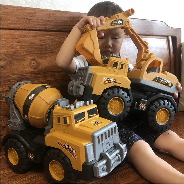 Children\'s Oversized Excavator Mixer Truck Engineering Vehicle Toy Boy Crane Dump Truck Combination Car Toy