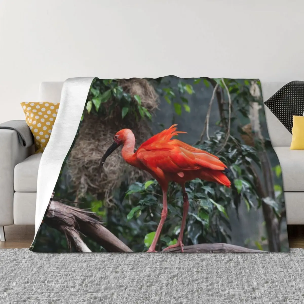 

Scarlet Ibis perched on a vine Throw Blanket Warm Soft Beds Giant Sofa For Decorative Sofa Blankets
