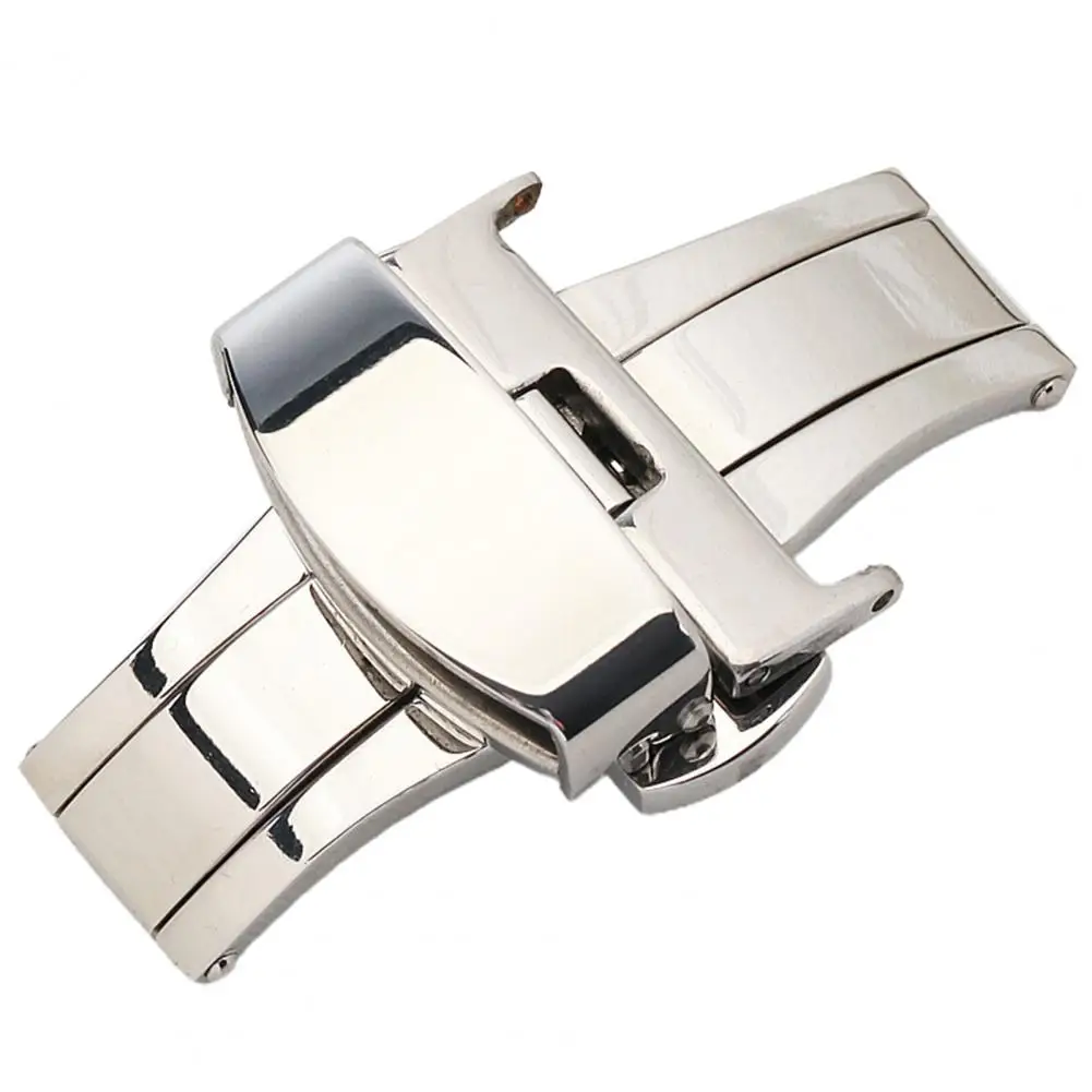 16-24mm Watch Buckle Universal Stainless Steel Solid Double Pull Button Fold Watch Buckle Butterfly Deployment Clasp Watch Strap