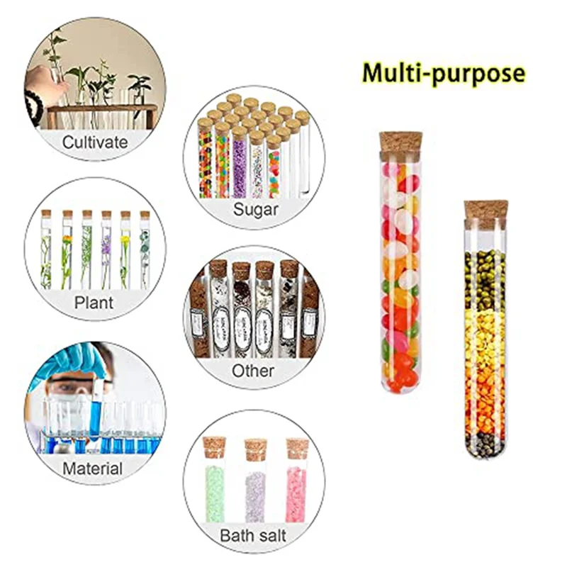 A44F-Pack Of 40 20Ml Test Tubes For Flowers Test Tubes With Cork For DIY Craft Candy Liquids Spices Flowers 150X16mm