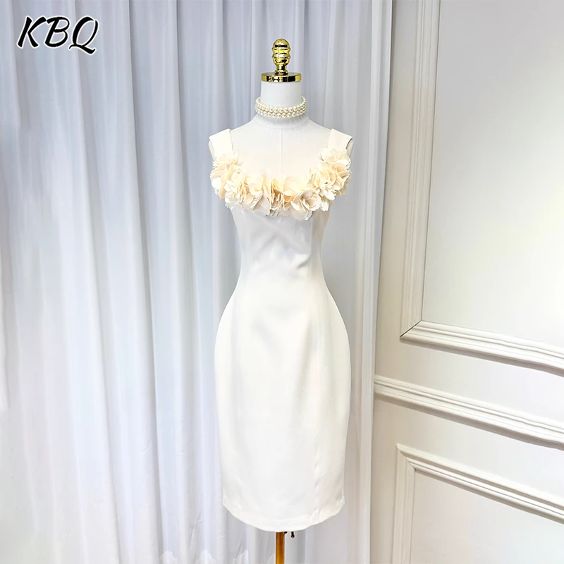 

KBQ Elegant Slimming Temperament Evening Dresses For Women Square Collar Sleeveless Spliced Floral Chic Dress Female Fashion New