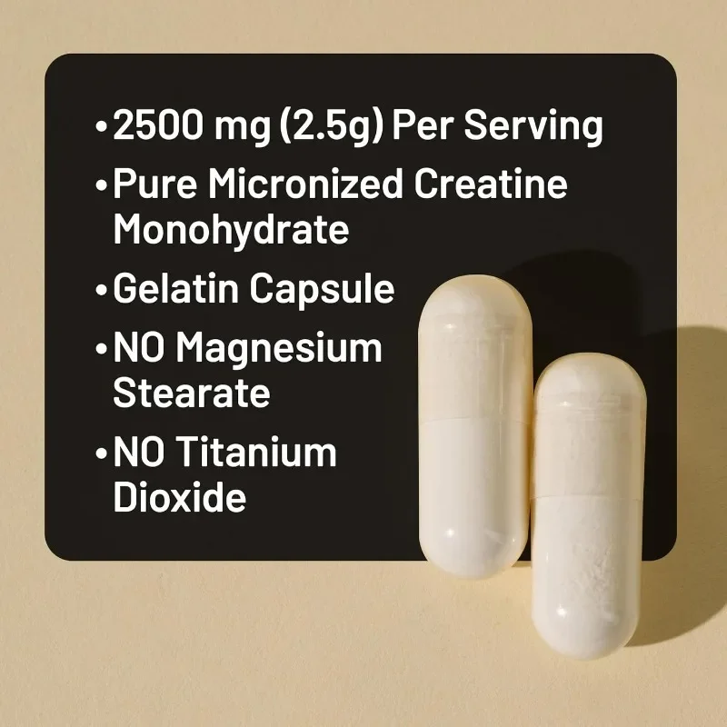 Micronized creatine monohydrate, 2500 milligrams per serving as an energy support supplement for men and women