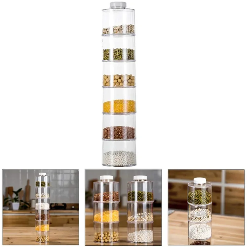 6PCS Transparent stackable seasoning bottle, spot spice storage box, tower shaped seasoning rack, tower shaped seasoning tank