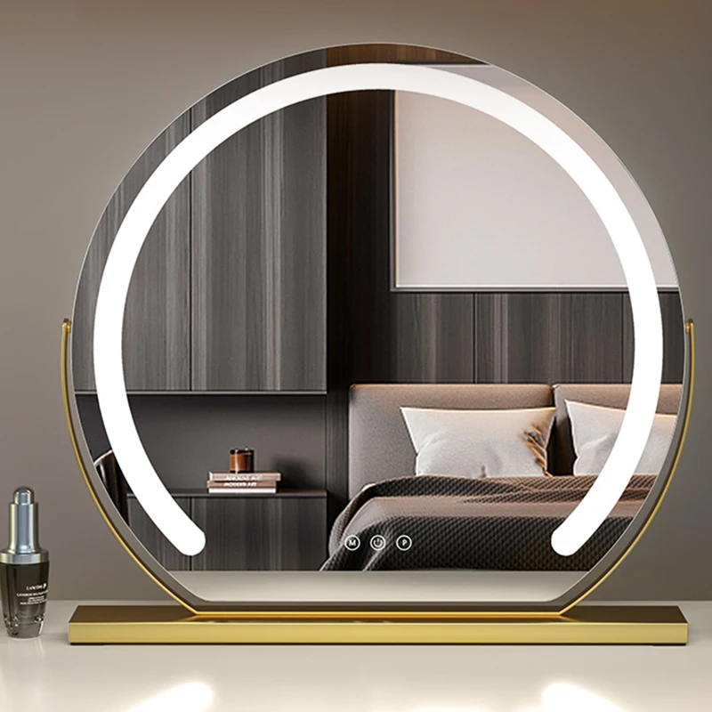 Standing Makeup Hand Decorative Mirror Table Selfie Aesthetic Decorative Mirror Round Led Arte De Pared Home Styling YX50DM