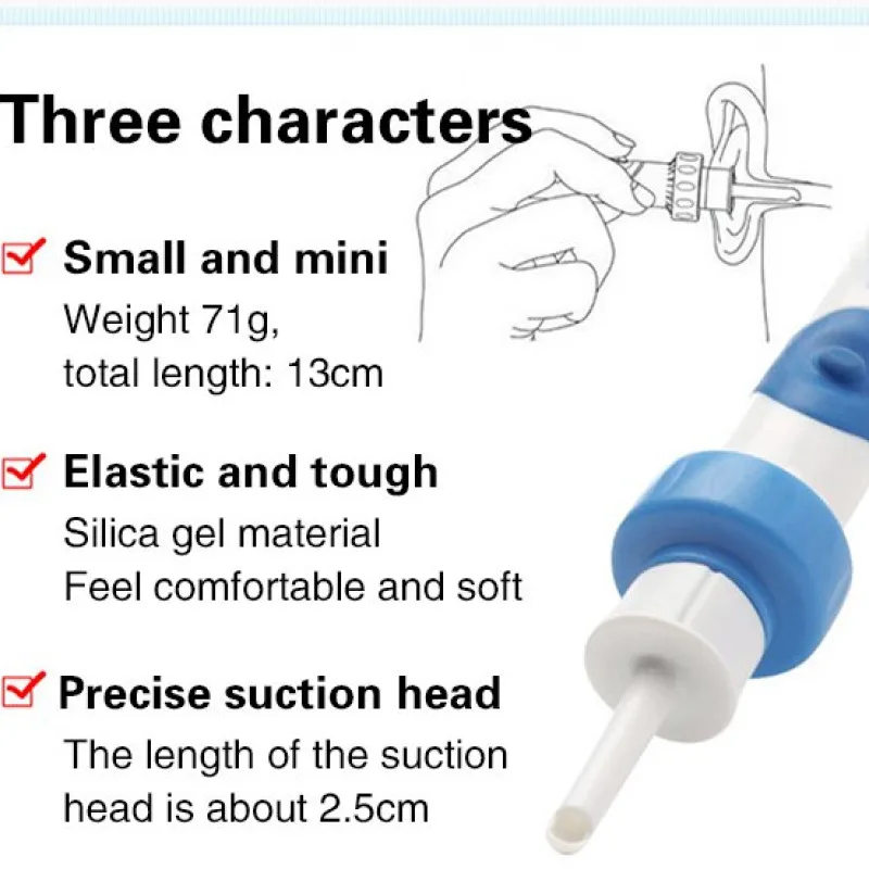 Electric Ear Vacuum Cleaner Baby Safe Vacuum Ear Aspirator Soft Head Earpick Earwax Remover Painless