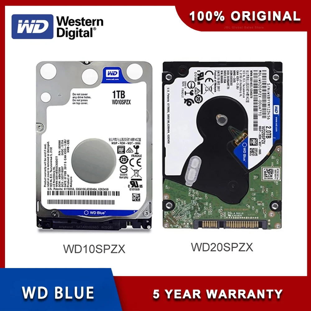 Western Digital WD 1TB 2TB 4TB 2.5 "7mm wewnętrzny dysk twardy napęd do laptopa Notebook Slim HDD SATA III 6.0 Gb/s