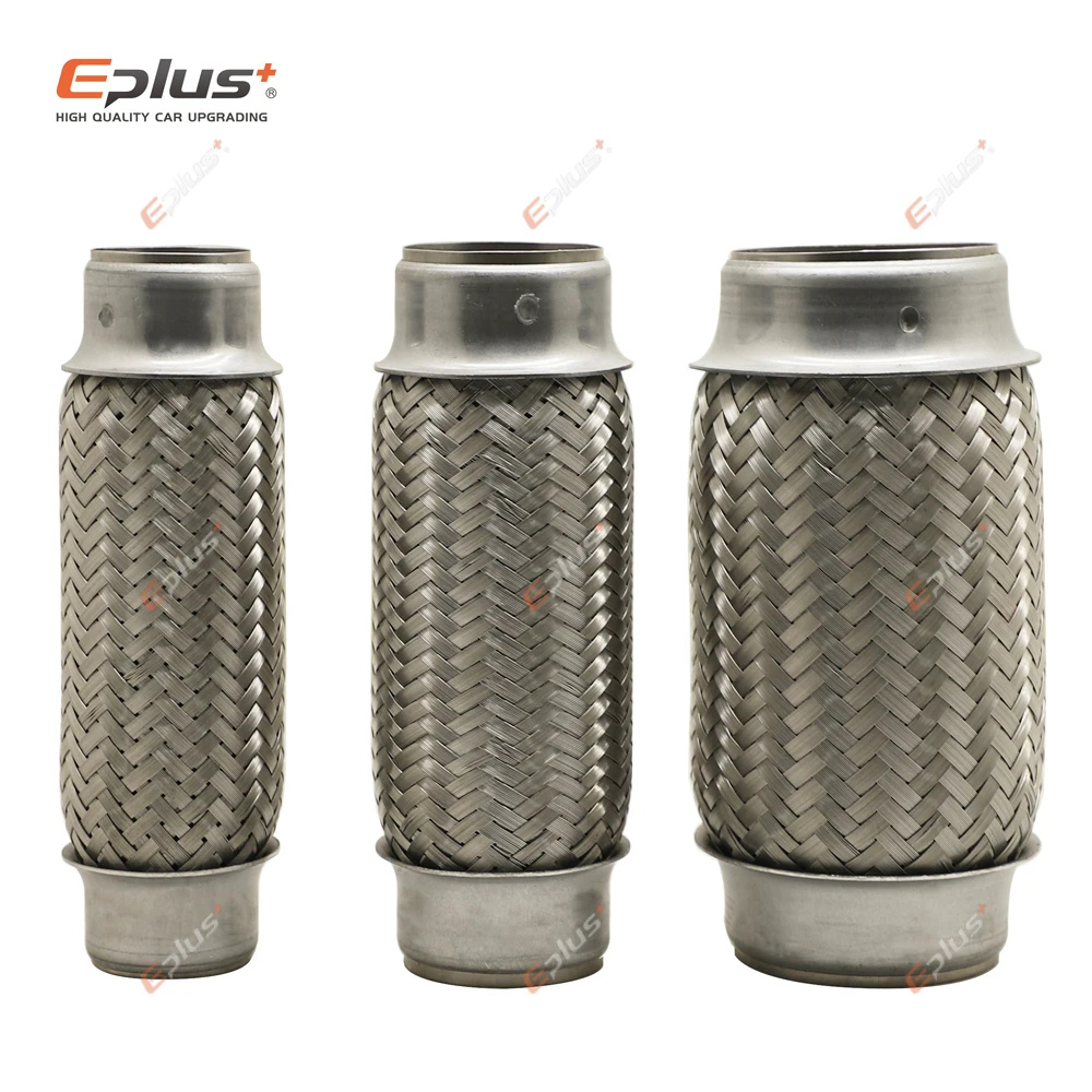 EPLUS Car Exhaust Tube Telescopic Flexible Connection Braid Bellows Stainless Steel Muffler Pipe Connector Welded Universal