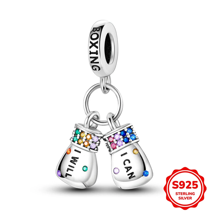 Boxhandschuh-Anhänger aus 925er Sterlingsilber, geeignet für originelle Halsketten, Armbänder und DIY-Schmuck für Damen.