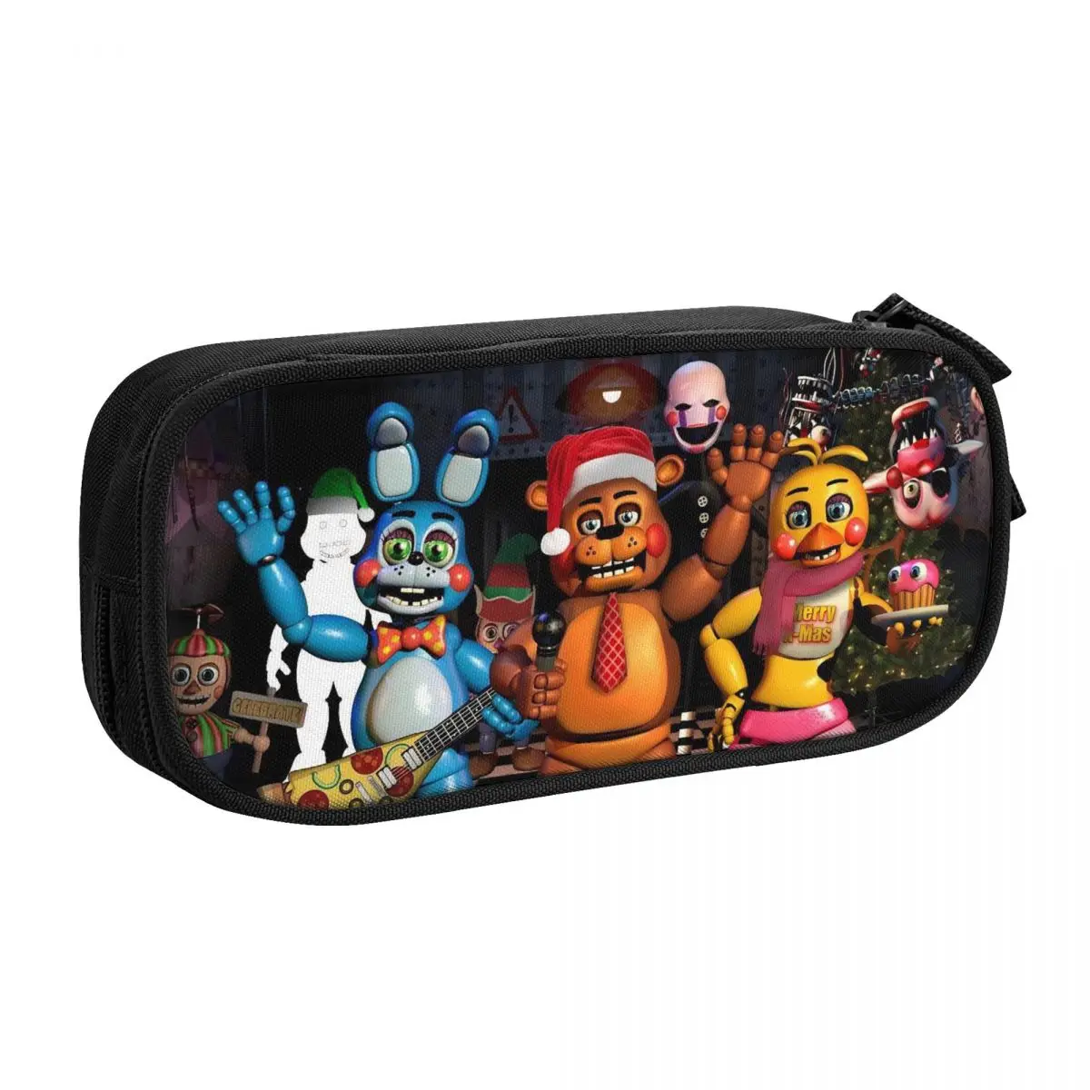 

Merry Christmas FNAF Game Pencil Case Fazbear Xmas Pencilcases Pen Box for Student Large Storage Bag Office Gifts Stationery
