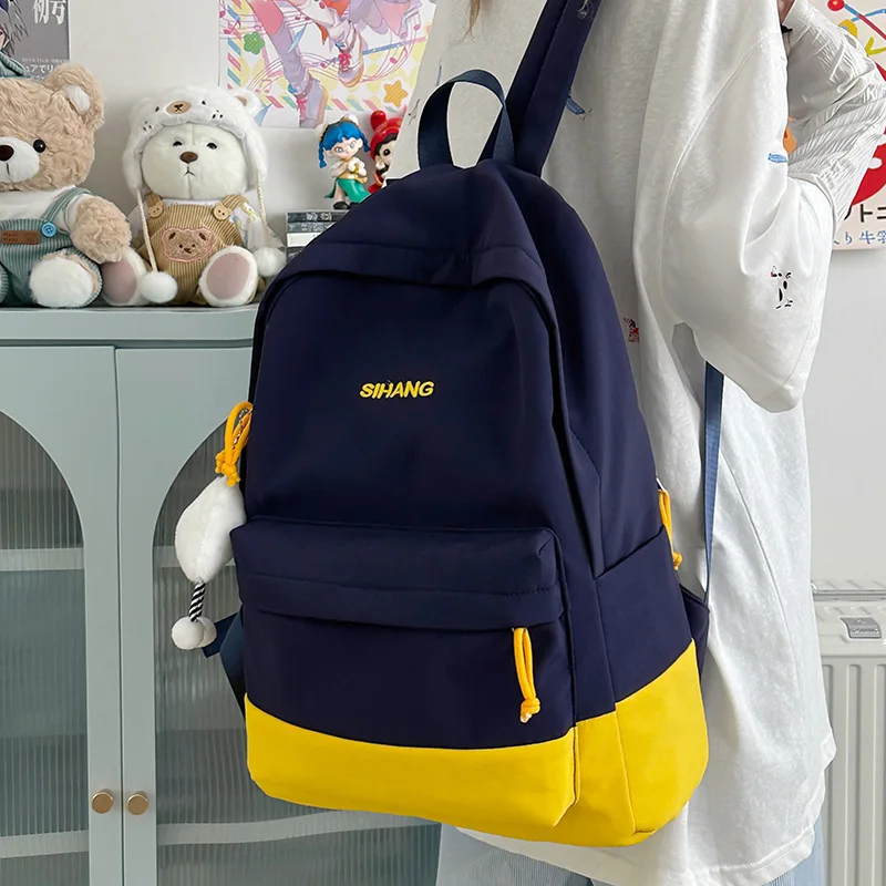 

Fashion Large-capacity Student Backpack Lightweight Color-blocked School Shoulder Bags Portable Simple Style Unisex Handbag