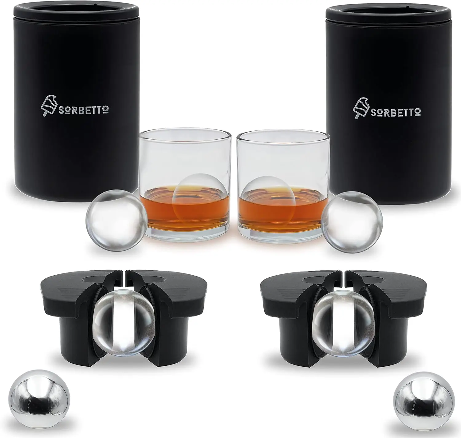 Ice Ball Maker com moldes de Bourbon de fusão lenta, adicione uma espreguiçadeira longa às suas bebidas, inclui