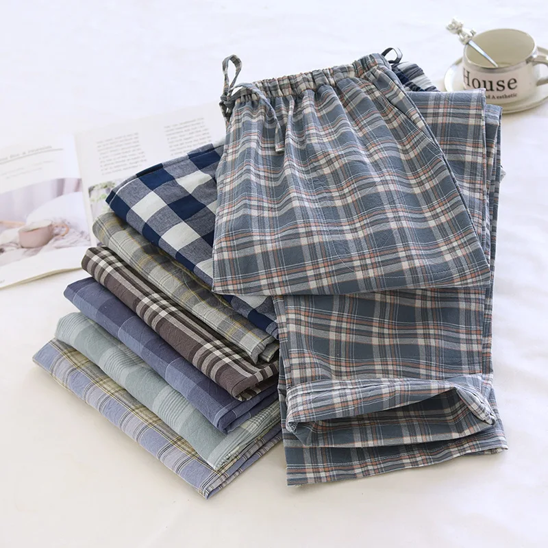 Neue Stil Heißer Verkauf Gewaschene Baumwolle Plaid Pyjama Hosen Für Erwachsene Von Einrichtungs Baumwolle Hosen Baumwolle Pyjamas Männer Schlaf Bottoms