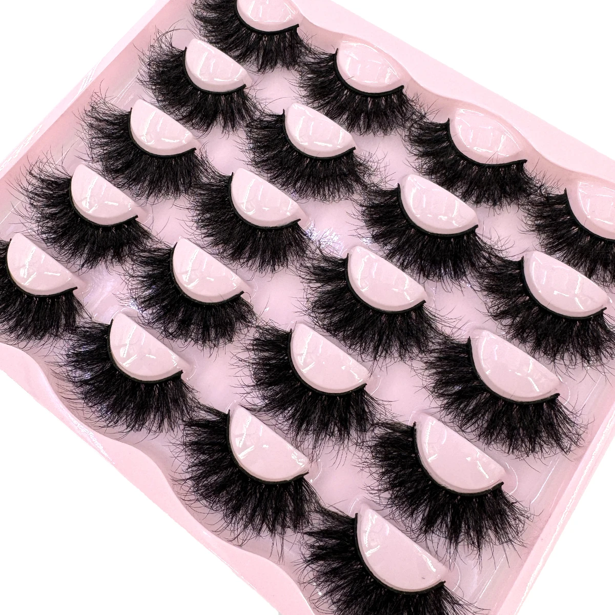AMSDCN New 10 Pairs 3D Faux Mink Lashes Wispy Fluffy 25MM False Eyelashes Thick Volume Dramatic Cat Eye Lashes Long Strip
