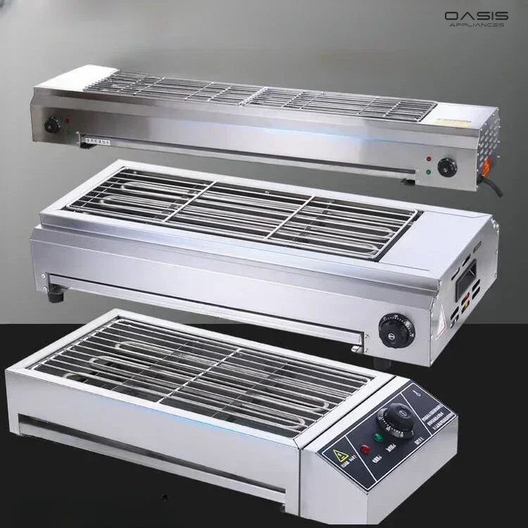 Electric Grill - Home Use. Smoke-Free. For Kebabs, Oysters, Gluten. Stainless Steel.