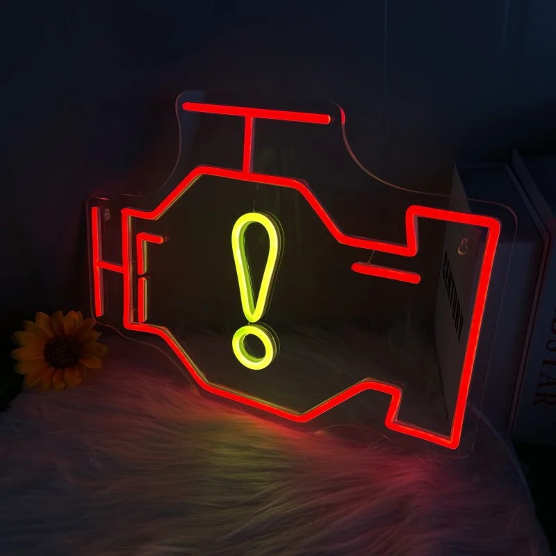 ป้ายเครื่องยนต์ผิดปกติ นีออน เหมาะสําหรับผู้ที่ชื่นชอบรถยนต์ โรงรถ ห้องซ่อม ฯลฯ ใช้พลังงาน USB สวิตช์หรี่แสงได้