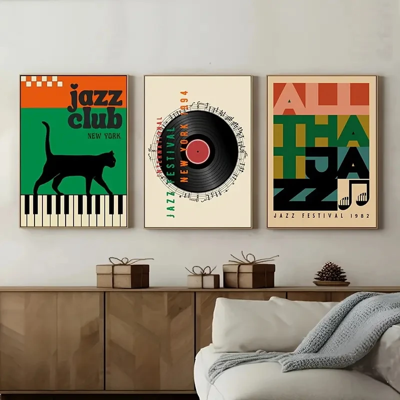 

3pcs/Set Retro Jazz Music Posters Medieval Modern Painting Wall Decorations Gifts Music Lovers Living Room Bedroom Decorations