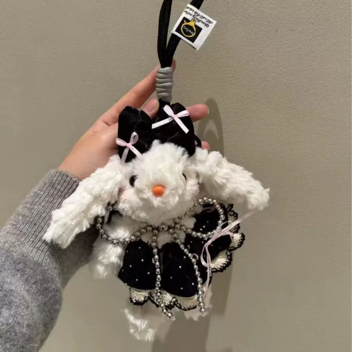 

New Cute Sweet Cool Drop Ear Rabbit Bow Princess Dress Plush Doll Keychain Pendant Cartoon Pet Rabbit Plush Doll Bag Decoration