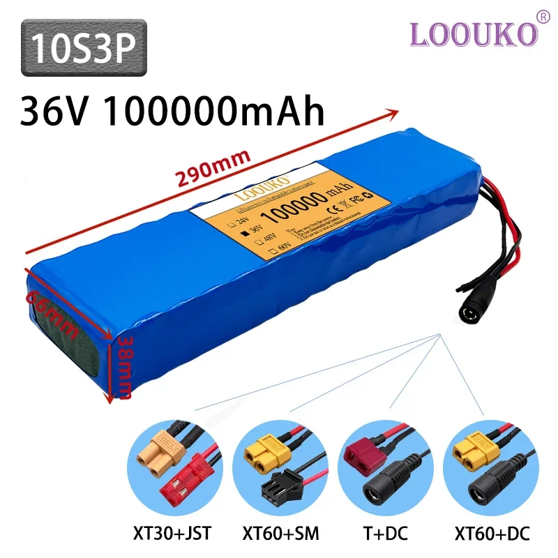 

LOOUKO 10S3P 36V 100Ah Ebike Battery Pack 18650 Lithium Ion Battery 500W High Power And Large Capacity 42V Motorcycle Scooter