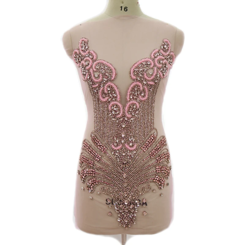 

Rhinestone Body Applique for Wedding Panel Sew on Hot Sale, Hand-made, WDP-245half