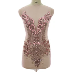 Rhinestone Body Applique for Wedding Panel Sew on Hot Sale, Hand-made, WDP-245half