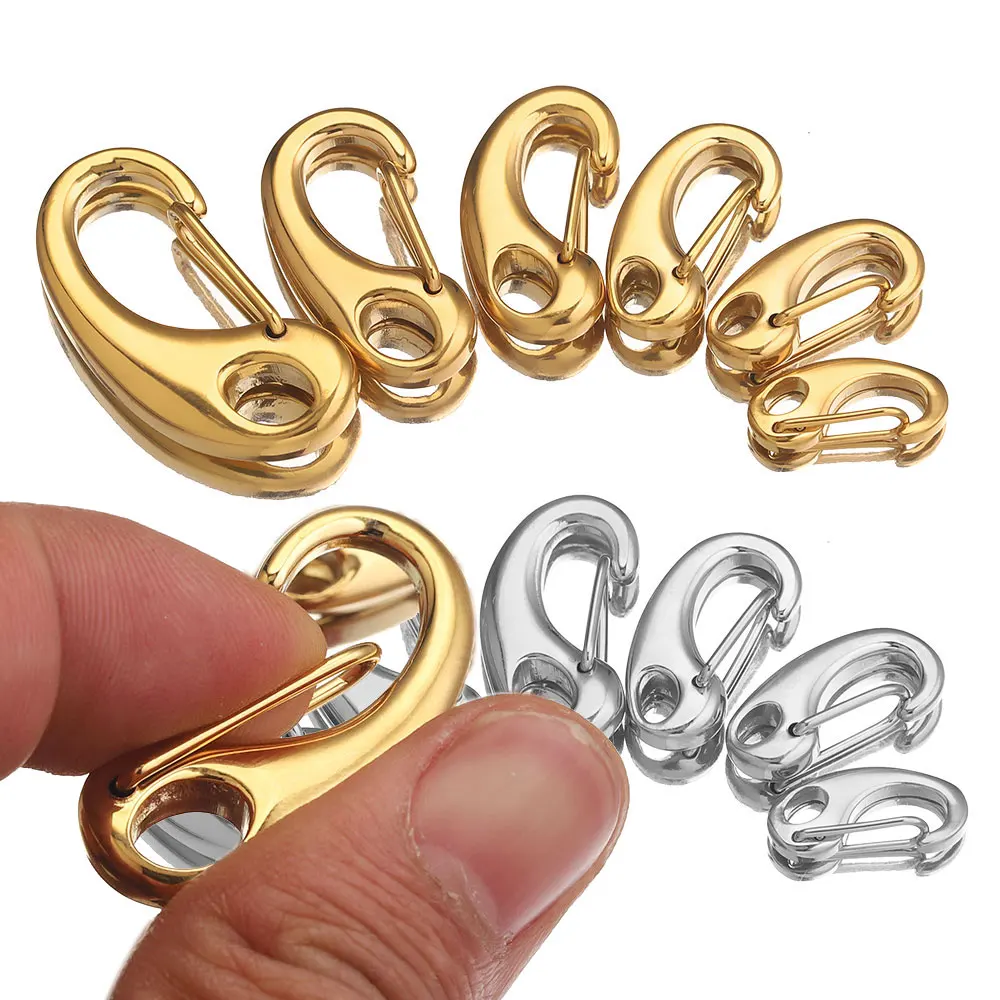 3Pcs Stainless Steel D-shaped Lobster Clasp Snap Hook Keychain Connectors Parts for Bracelet Necklace Chain DIY Jewelry Making