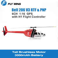 FLY WING Bell 206 V3 RC Helicopter RTF PNP 6 Channel 1/16 Brushless Motor GPS Remote Control Aircraft with H1 Flight Controller