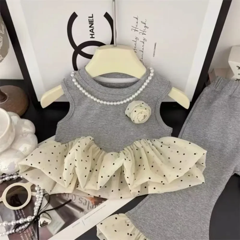 Bear Leader صيف جديد بنات جولة الرقبة سترة دون أكمام + السراويل متوهج 2 قطعة مجموعة الأطفال أزياء ملابس كاجوال 3-7 سنوات #3