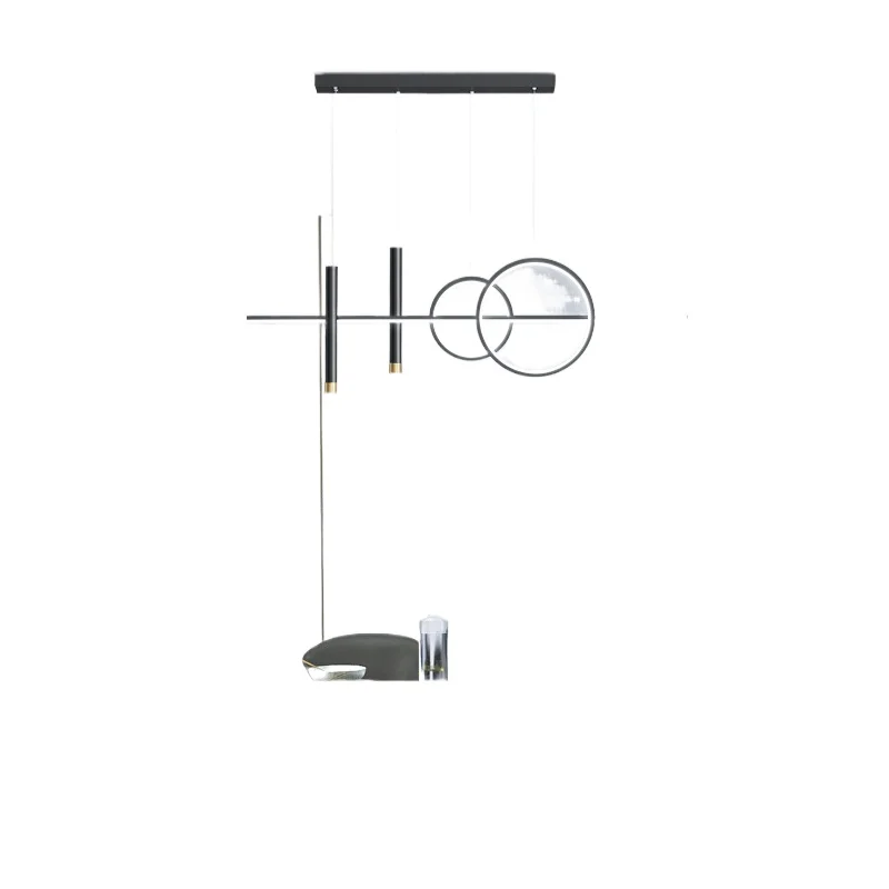 

Restaurant lamp chandelier, light luxury, modern minimalist dining room dining table, bar minimalist strip, creative designer