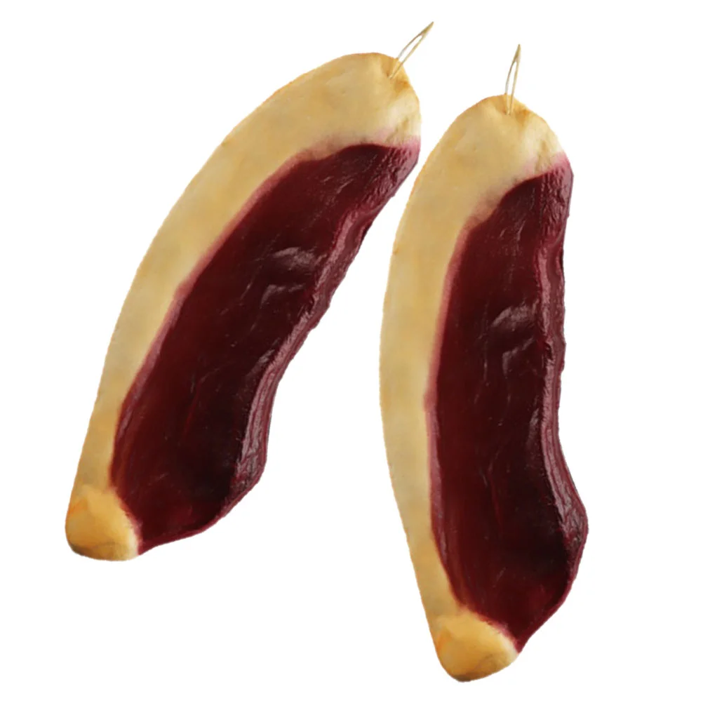 

2 Pcs Lifelike Food Model Imitation Bacon Decorative Fake Pork for Kitchen Decor Cured Meat Plaything Photography Props