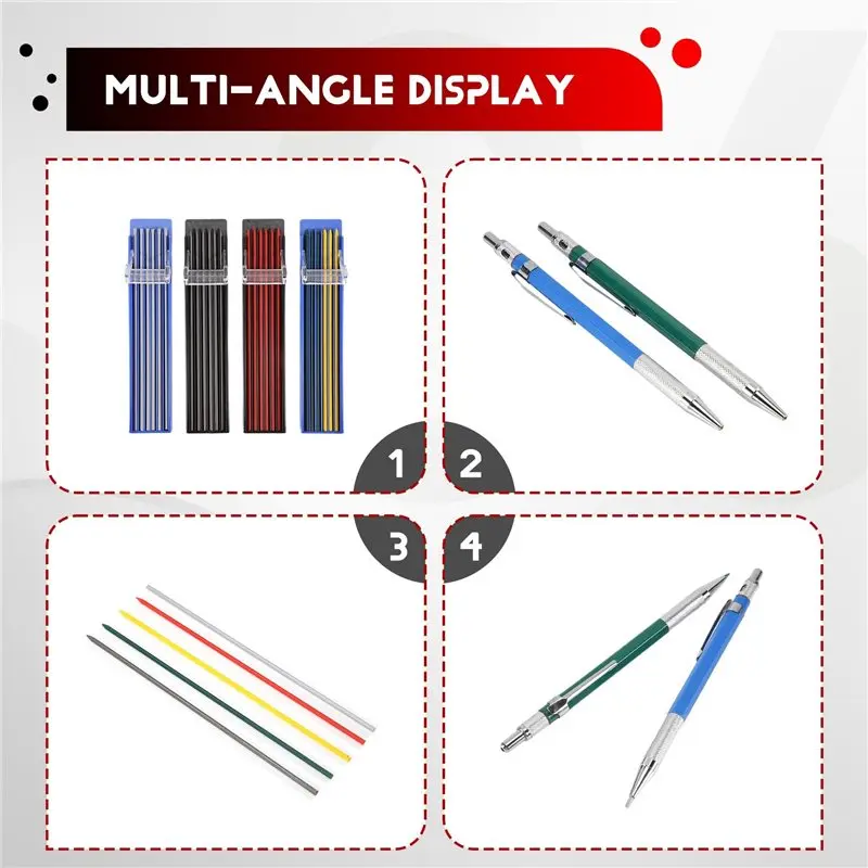 ABGH-10 Pcs Welders Pencil With 48 PCS Round Refills Mechanical Pencils Metal Welding Marker For Tube Pipe Fitter Welder