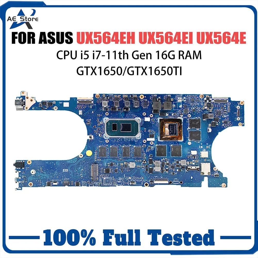 

Laptop Motherboard For Asus Zenbook Flip UX564EI UX564EH Q538EI Computer Mainboard i7 11th CPU 16G RAM GTX1650 GTX1650TI