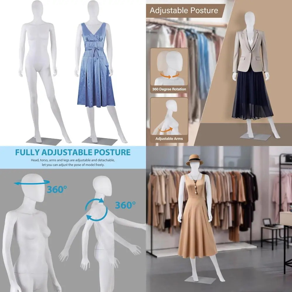 

Full Body Female Mannequin with Adjustable Stand, 69 Realistic Dress Form for Display, Head Turns Model, Tailored Dress Showcase