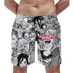 Hentai Men's Beach Shorts Quick Dry Swim Trunks 3D Printed Summer Short Pants With Pocket Anime Pattern Swimming