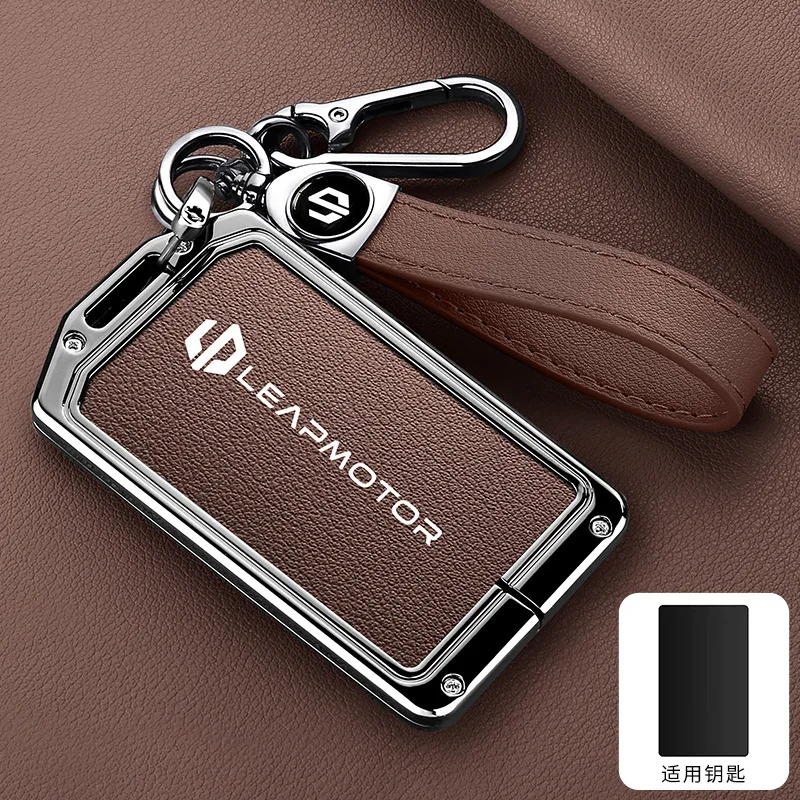 Auto Zink-legierung Leder NFC Karte Fernbedienung Schlüssel Abdeckung Fall Für Leapmotor C10 C11 C16 Schutz Halter Shell Auto Schlüsselbund Zubehör