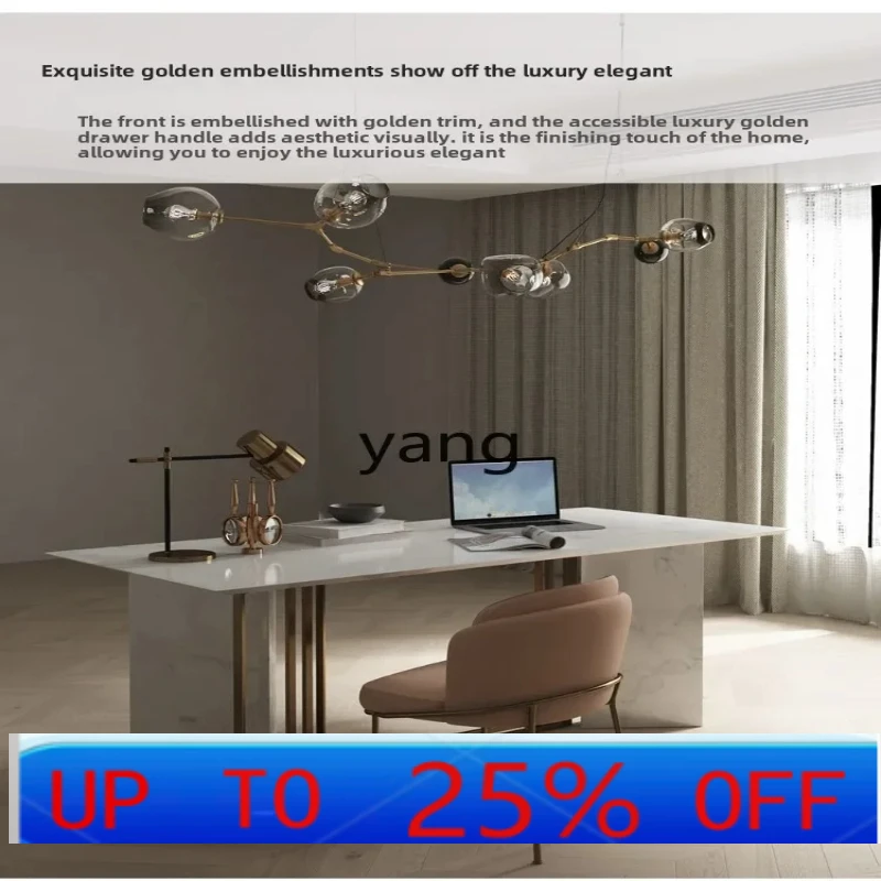 

LH modern light luxury desk living room long desk rock slab minimalist desk