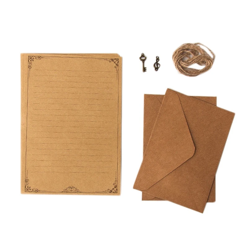 12 Pcs Vintage Kraft Paper Writing Paper European Style Paper for Writing Paper Stationery, Number 3