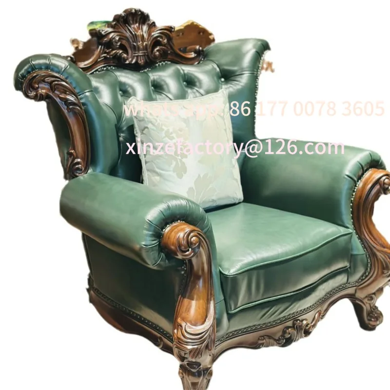 

Customizable medieval whiskey color American full oil wax leather villa mansion furniture first layer cowhide handmade pull butt