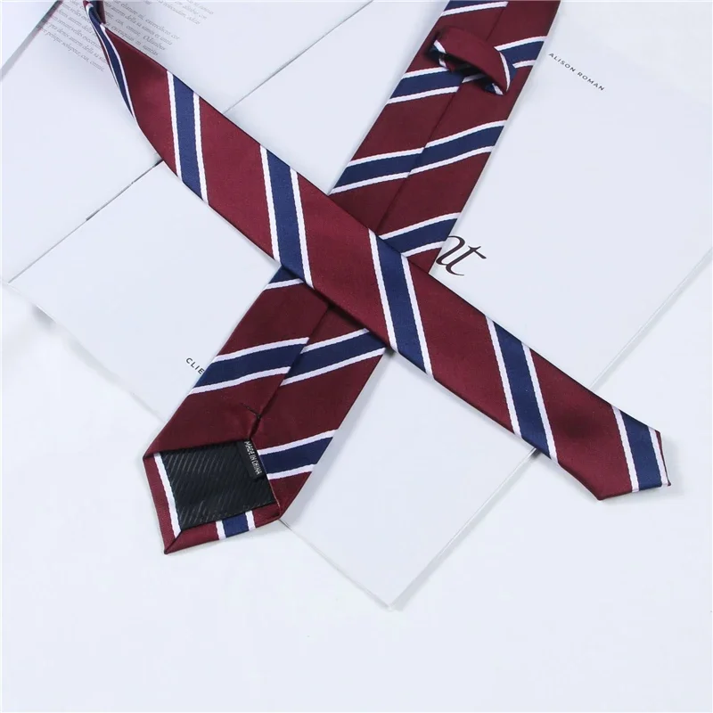 Girls Preppy Style Red Stripes Long Tie Bow Tie Necktie Choker For Japanese Korean Students JK School Uniforms Neckwear