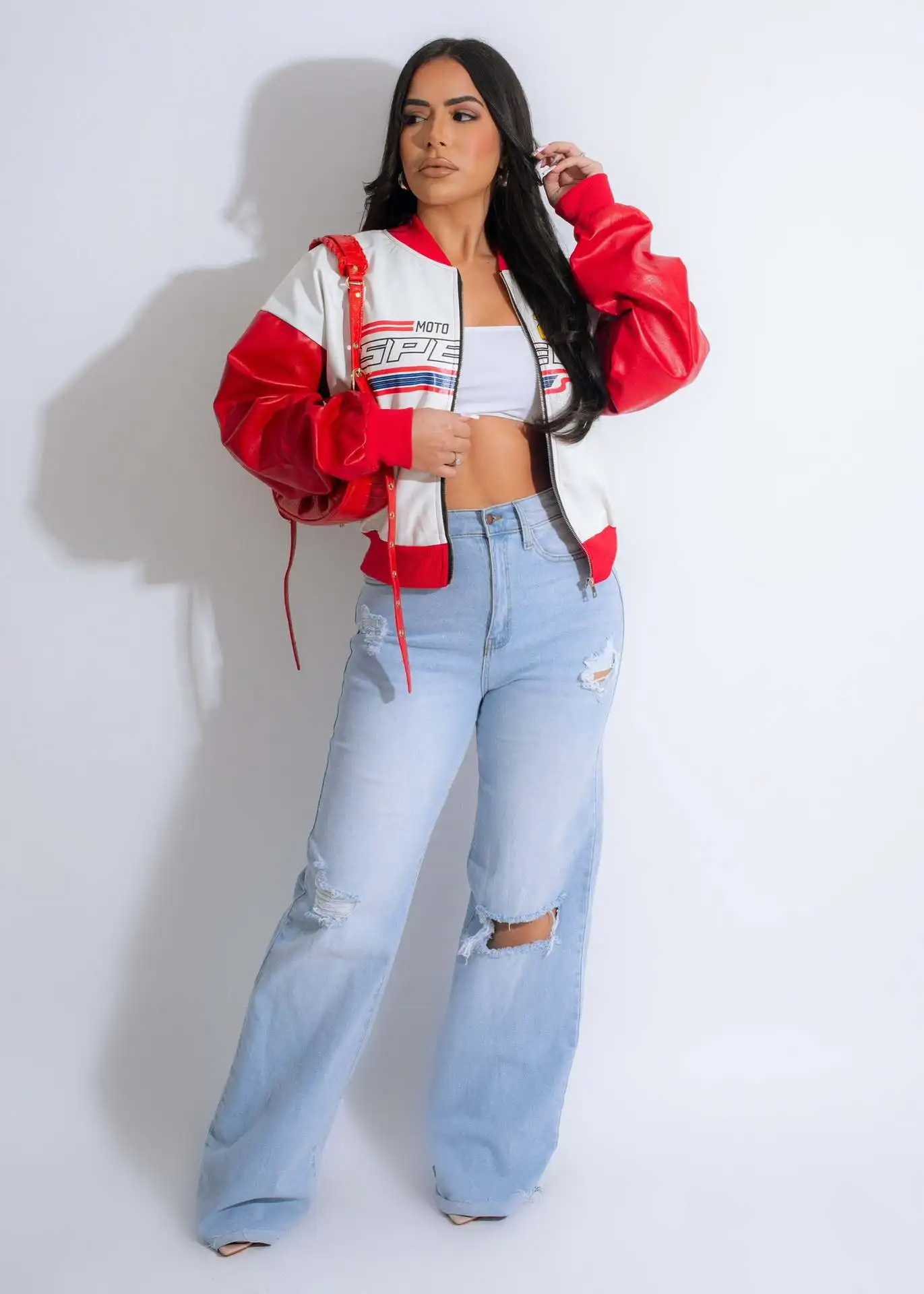 Imagem -04 - Jaqueta de Beisebol de Couro Feminina Streetwear Varsity Roupas da Moda Racer Cropped Cabolsas Y2k Letterman Inverno 2023