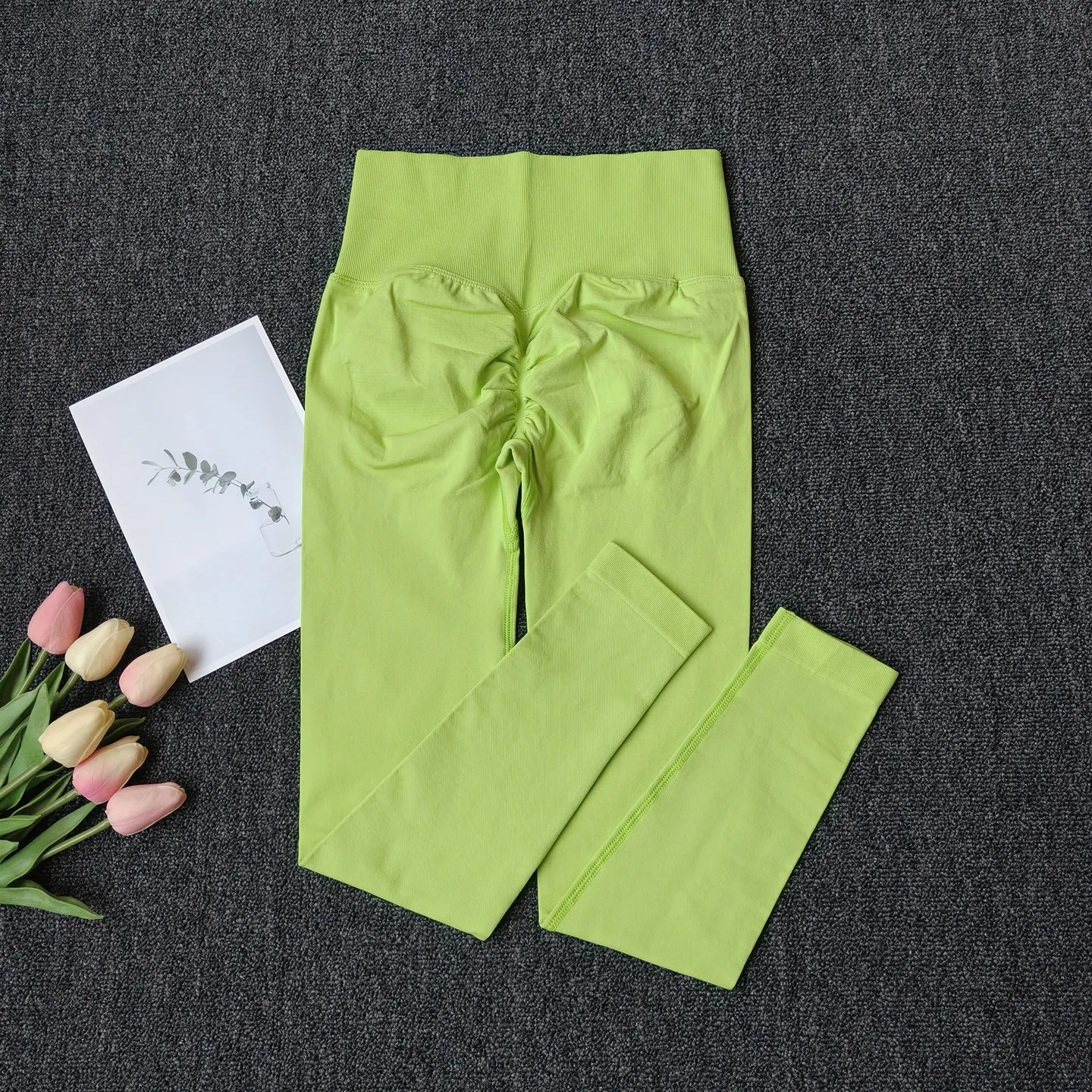Pfirsichfarbene Yoga-Hose mit hoher Taille, Hüftstraffung, Fitness, hochelastisch, schnelltrocknend, enge Sportleggings, nahtlose Trainingshose – Detail 8
