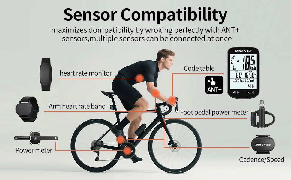 Kabelloser Bluetooth 5.4 & ANT+ Link-S App Rennrad MTB Fahrradcomputer Geschwindigkeits-Trittfrequenzsensor GPS Fahrradtacho Kilometerzähler – Detail 2