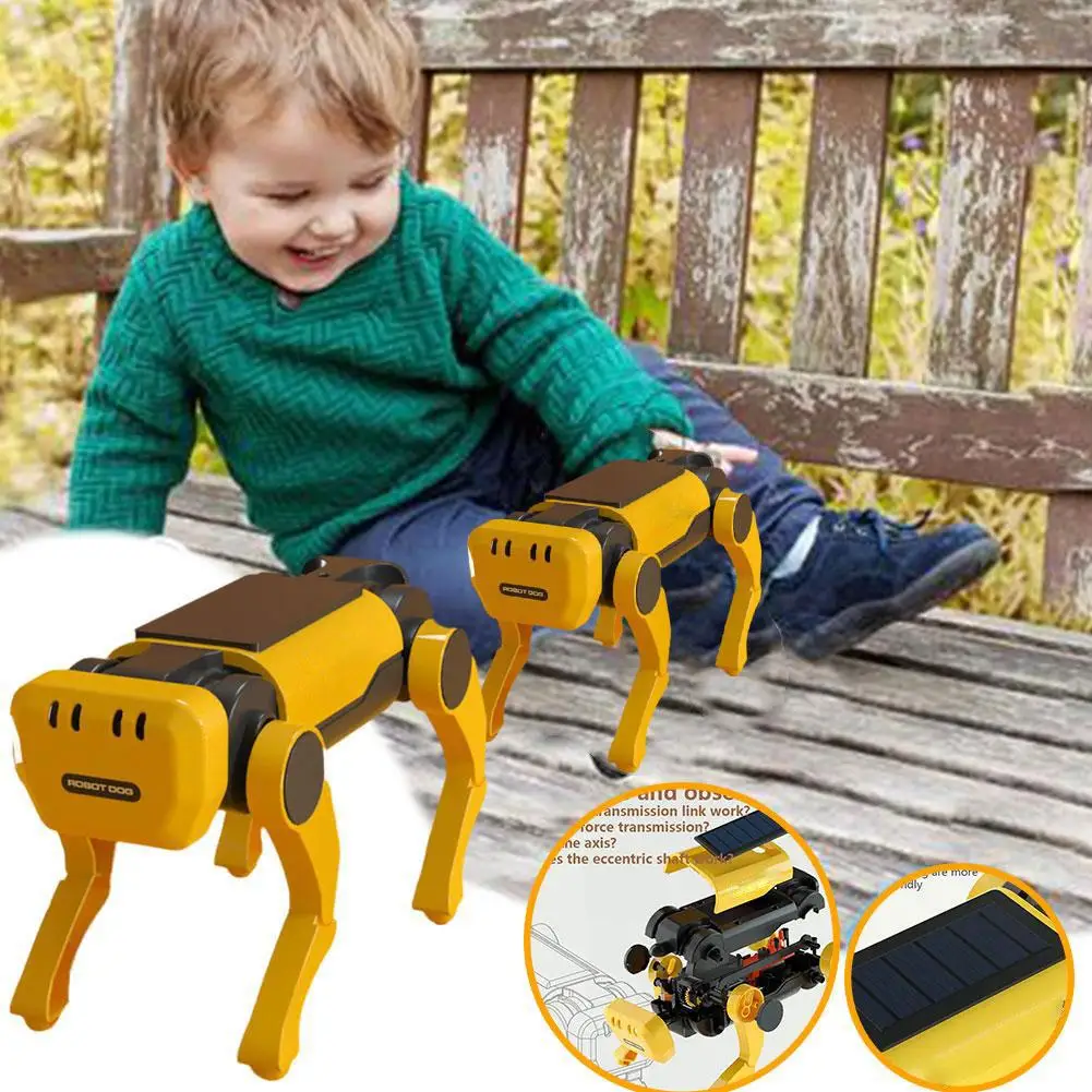 Solar Powered Electric Mechanical Dog Smart Robot Science Toys Educational Technolog Assembly Development Intellectual Kids A8N1