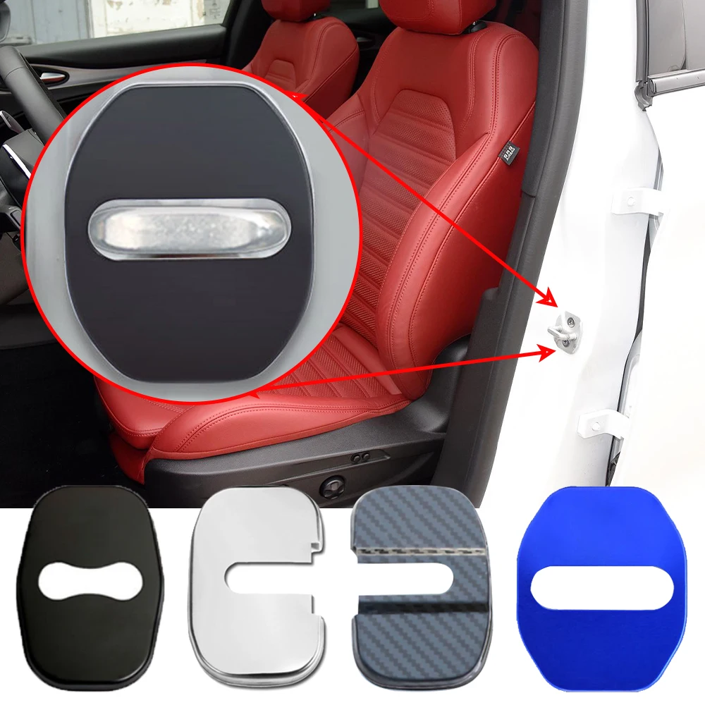 Car Door Lock Cover Auto Protection Case For Alfa Romeo Tonale Junior 159 GT Giulietta Stelvio GTV Mito 4C Spider Car Accessorie