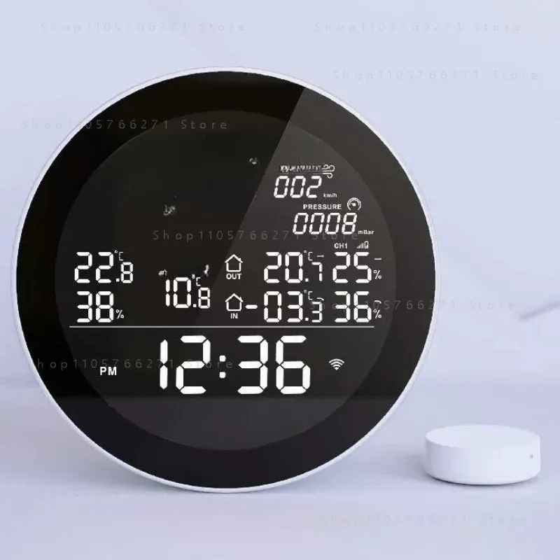 Indoor and outdoor temperature and humidity meters, full-function radio-frequency weather clocks, color screens,