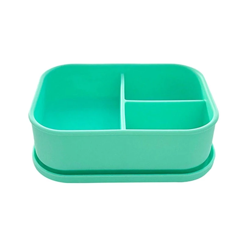 Silicone Lunch Box Food Grade Crisper Microwave Heating 3-Compartment Lunch Bento Box Office Student Kitchen Tableware