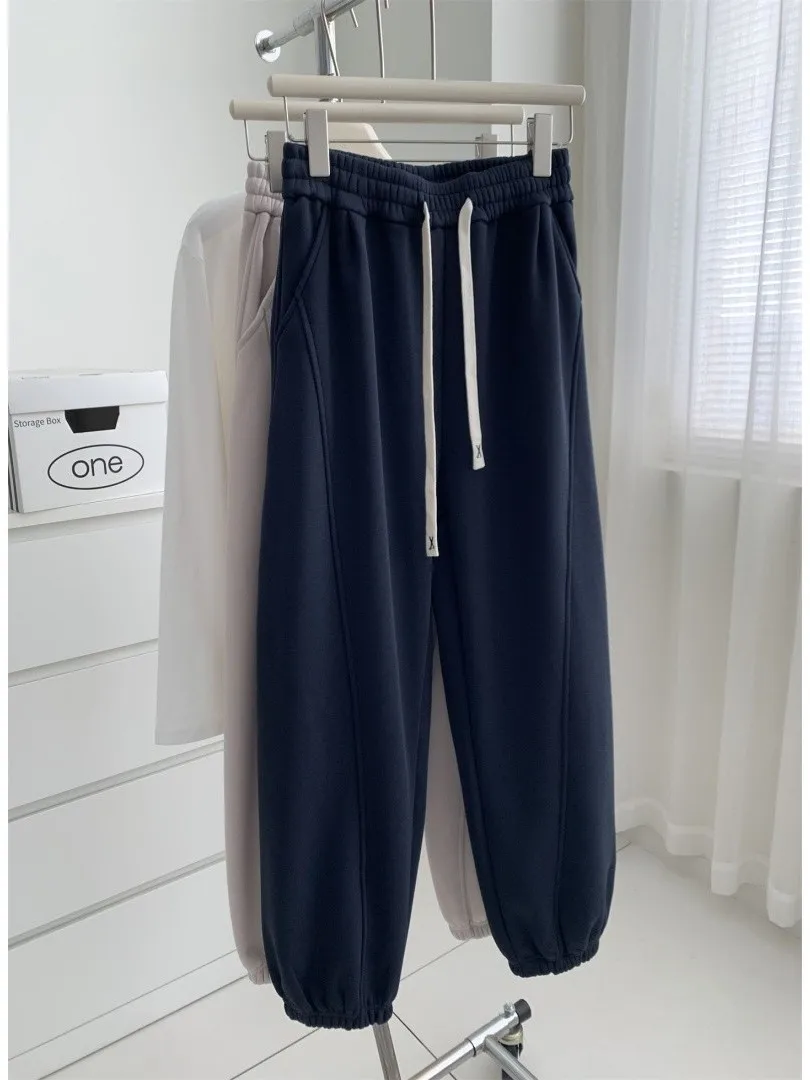 

plus Size Korean Sle Color Spor Trousers Men Women Winter Fce Lined Loose Fit Design Patchwork Sweatpants