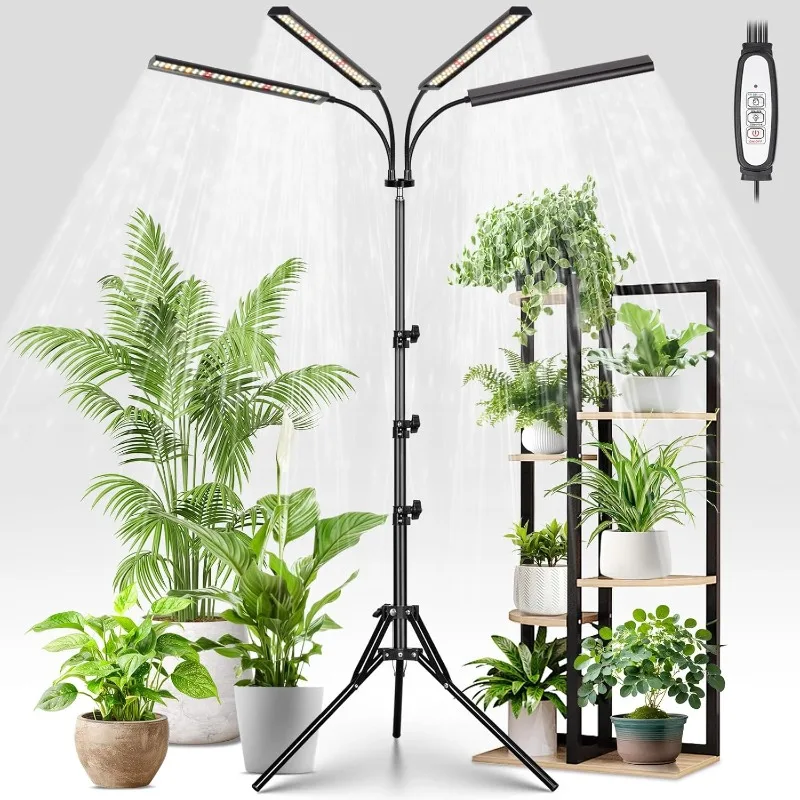 Grow Lights for Indoor Plants Full Spectrum with Tripod Stand, Tall Plant Lights , Four-Head Grow Lamp